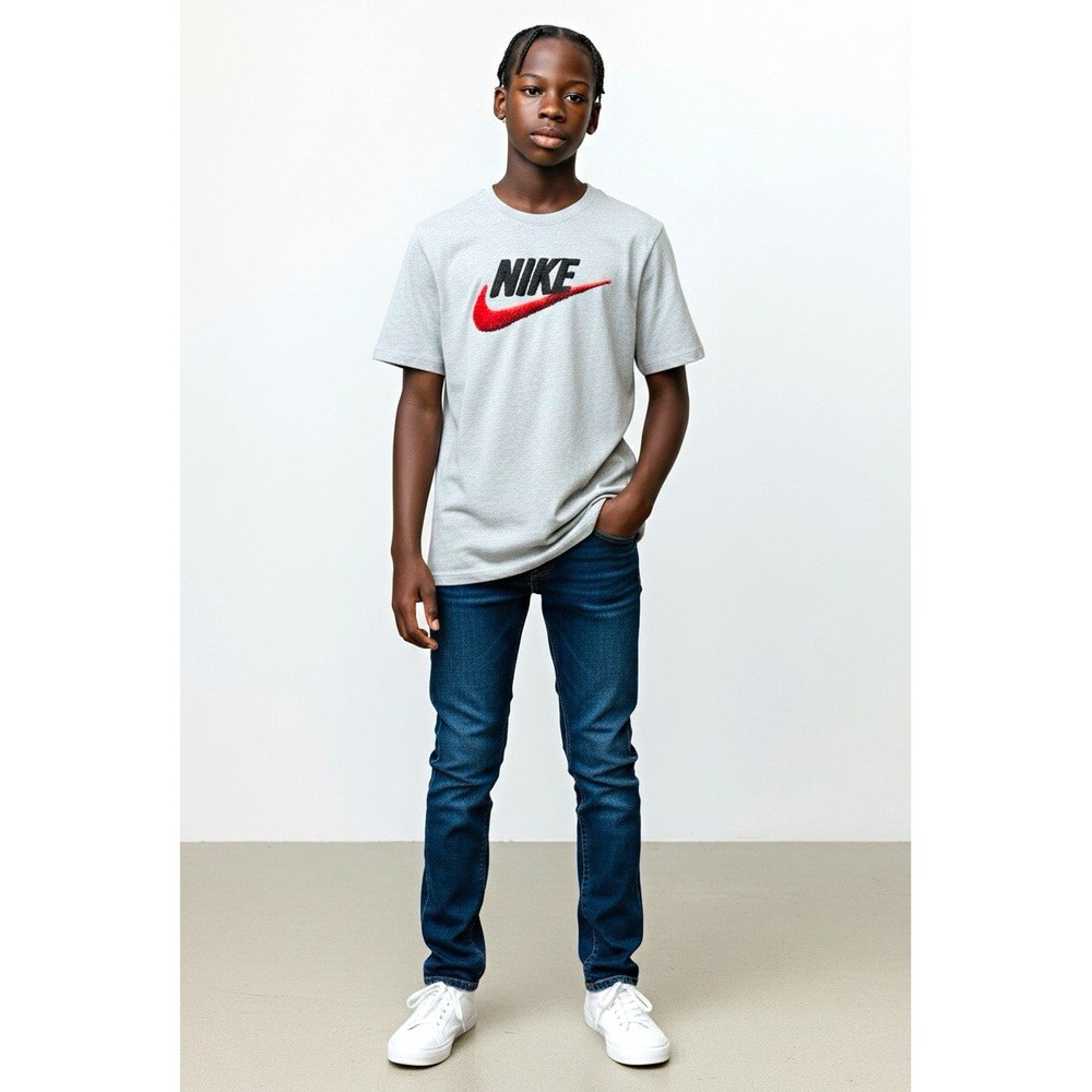 Nike Mens The Nike Tee T-Shirt Size M Gray Short Sleeve Crew Neck Graphic Logo